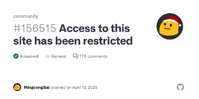 Access to this site has been restricted · community · Discussion #156515