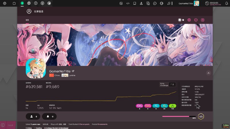 #osu 进大陆 1W 以内了