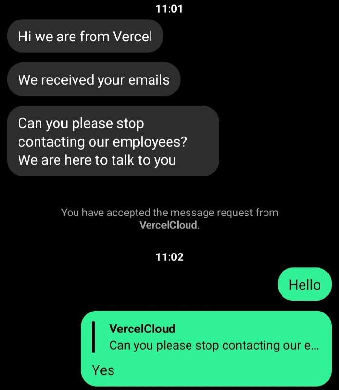 Vercel 内部系统遭黑客入侵，核心源码及敏感令牌被公开出售云托管平台 Vercel 确认内部系统遭遇未经授权访问，黑客组织 ShinyHunters 声称已获取其核心源代码及数据库访问权限