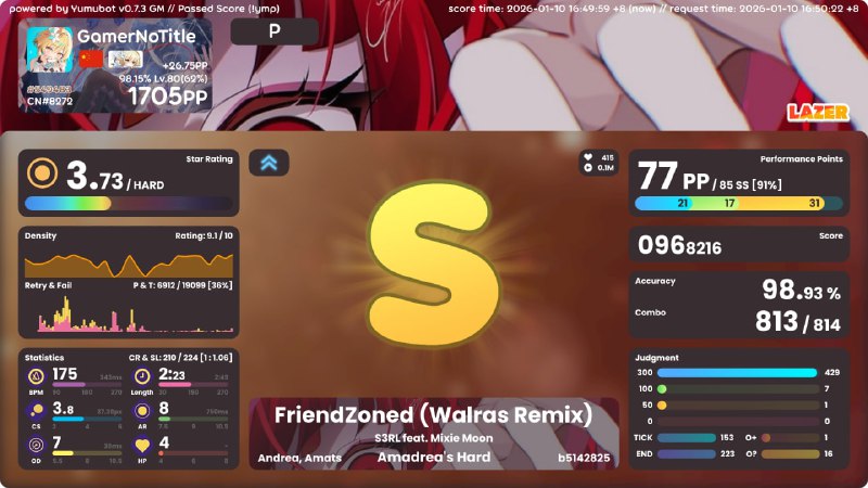 #osu 创下我最高 pp 记录了（并非，有 80 的我忘了#osu 创下我最高 pp 记录了（并非，有 80 的我忘了