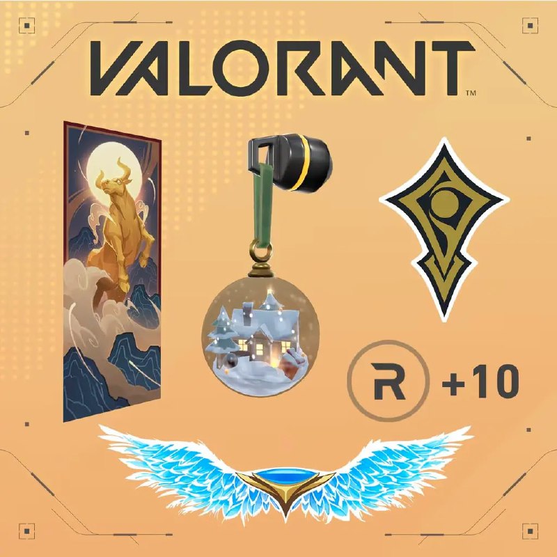 #瓦 （国际服）需要 PS+ 订阅！！！全新免费VALORANT X PS+捆绑包（PS+独家）2x降雪挂饰；1张天体玩家卡；1个哨兵喷漆；1x主权喷漆；10R点