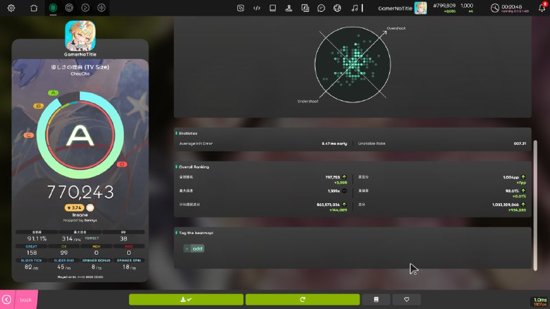 #osu 见证 1000pp 诞生时刻#osu 见证 1000pp 诞生时刻