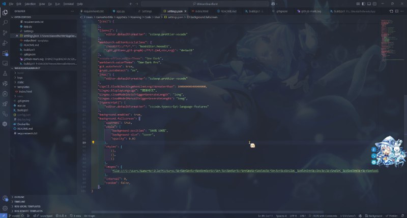 #日常 给 vscode 加了个 Background